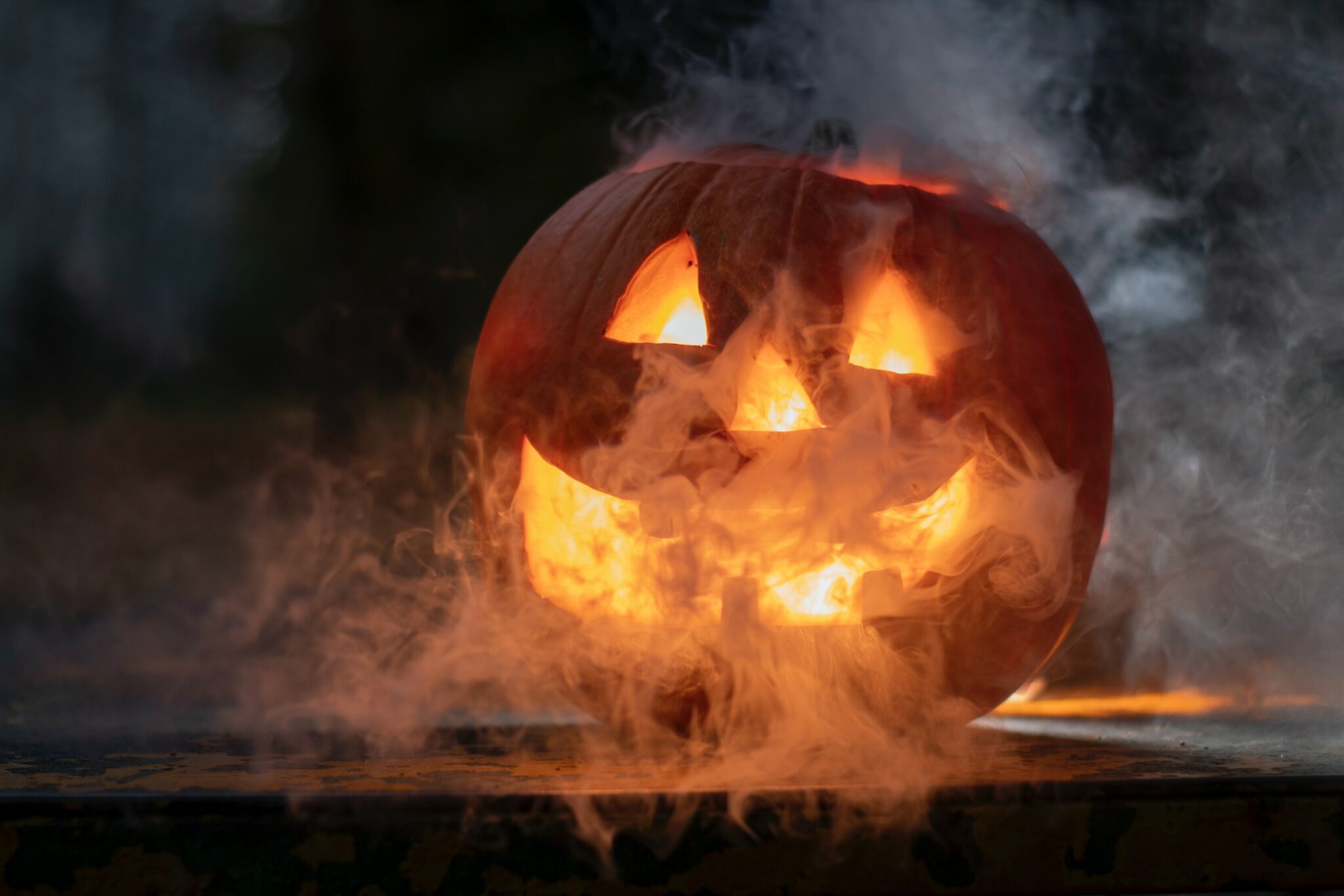 jack-o-lantern in fog